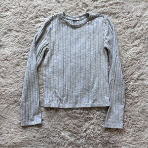 Stradivarius Long Sleeve Grey Ribbed Top